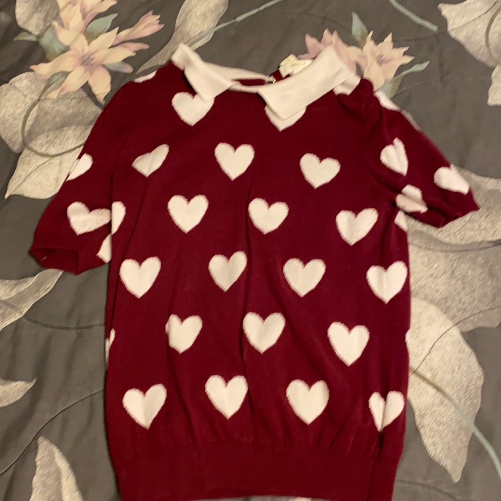 Red and White heart pattern shirt